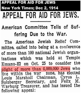 1914 NY Times Article About the Plight of six million Jews