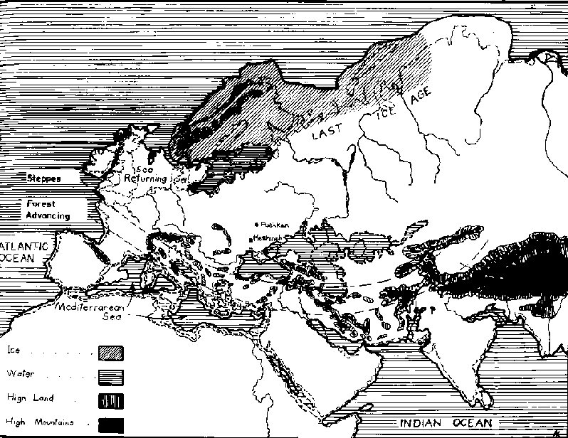 Map of Europe during the last Ice Age