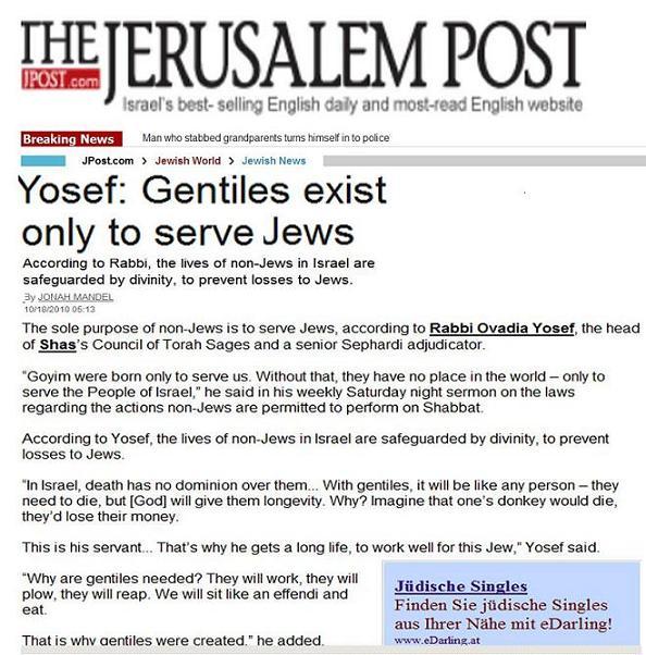 yosef gentiles exist to serve jews
